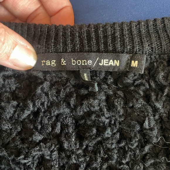 Rag & Bone Jean Women’s Black Wool Textured  Sweater Size Medium Crewneck - Picture 2 of 11